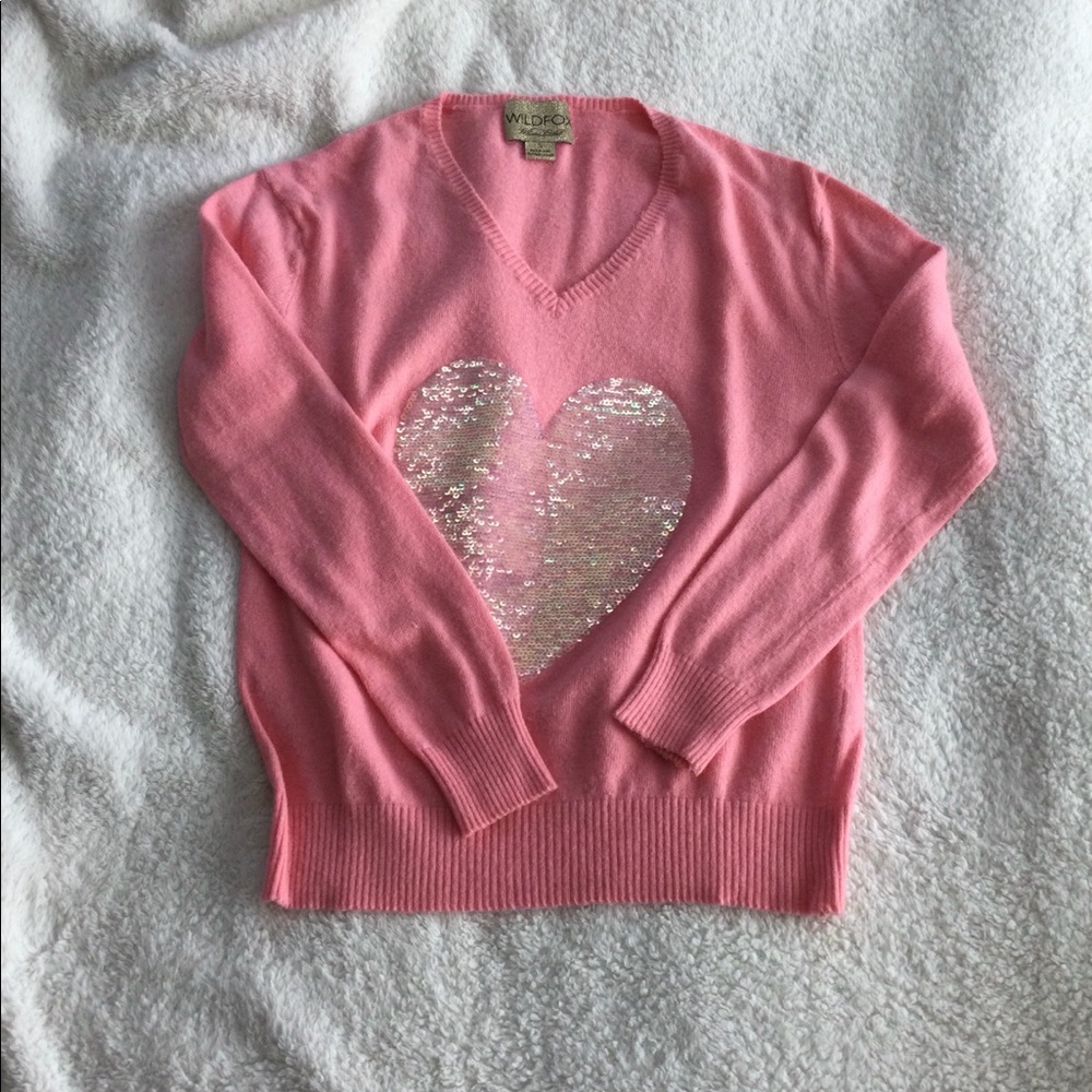 Wildfox White Label Heart Sequin Sweater